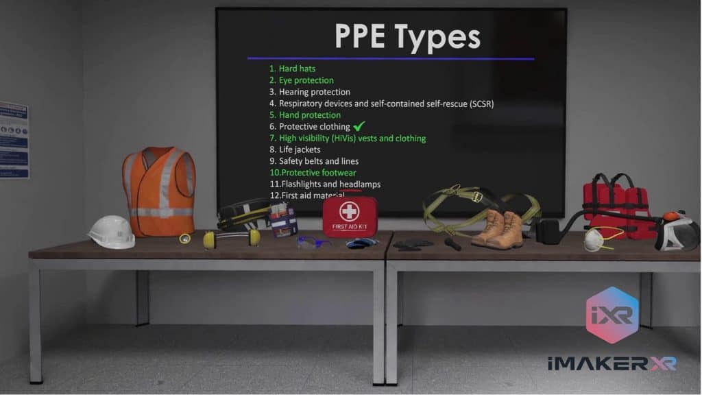 PPE virtual reality training simulation.