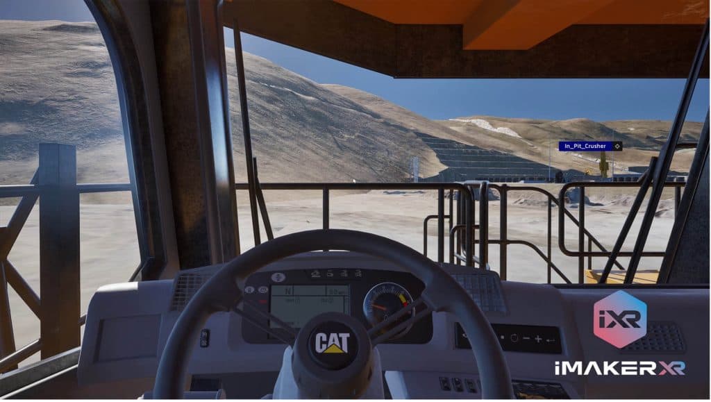 Virtual reality training about operating a mining truck.