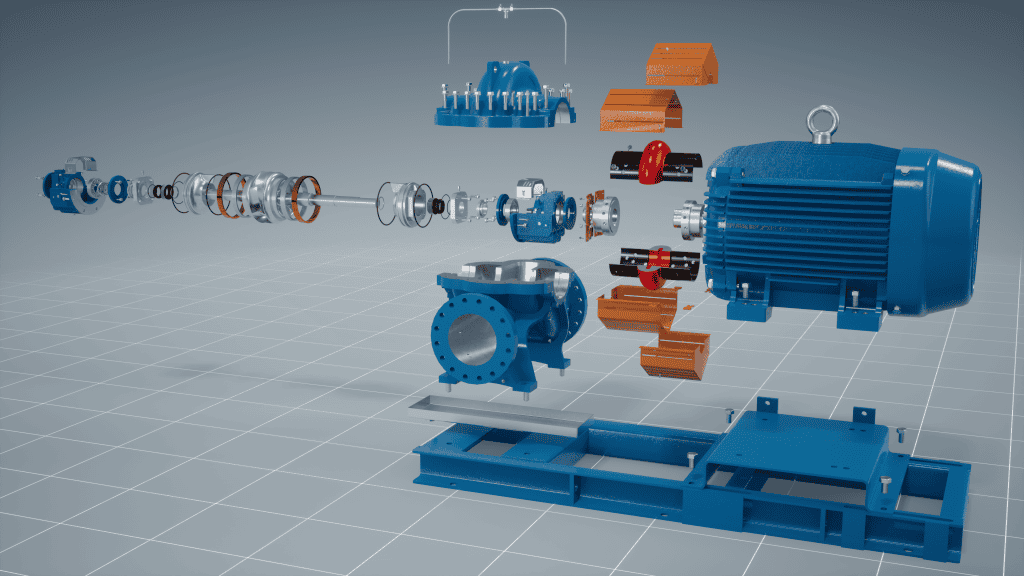 Machine Manufacturing 3D Animation - Exploded 3D View of an Advanced Water Pump