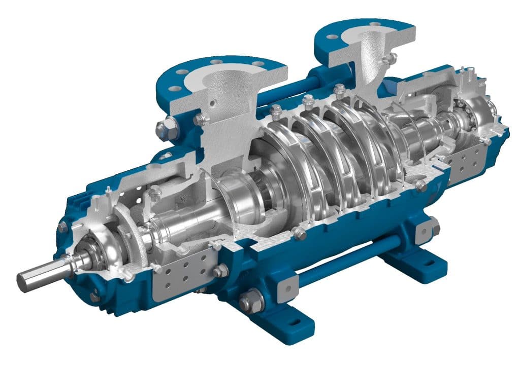 Manufacturing and Process Industries - Industrial Pump Cutaway 3D Rendering