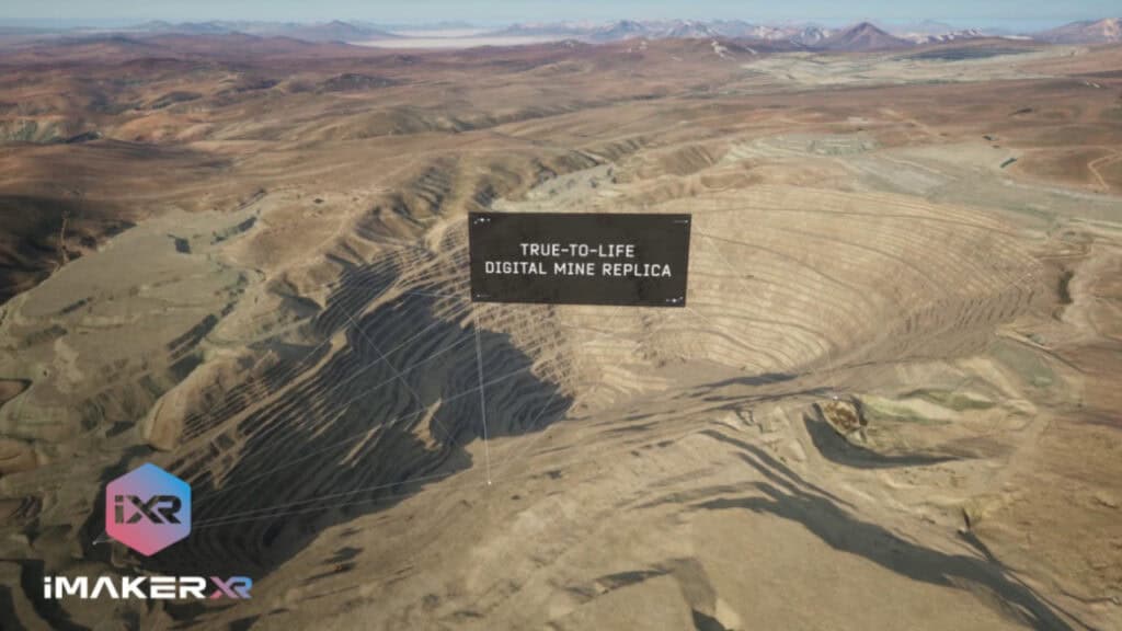 A 3D animation of an open pit mining.