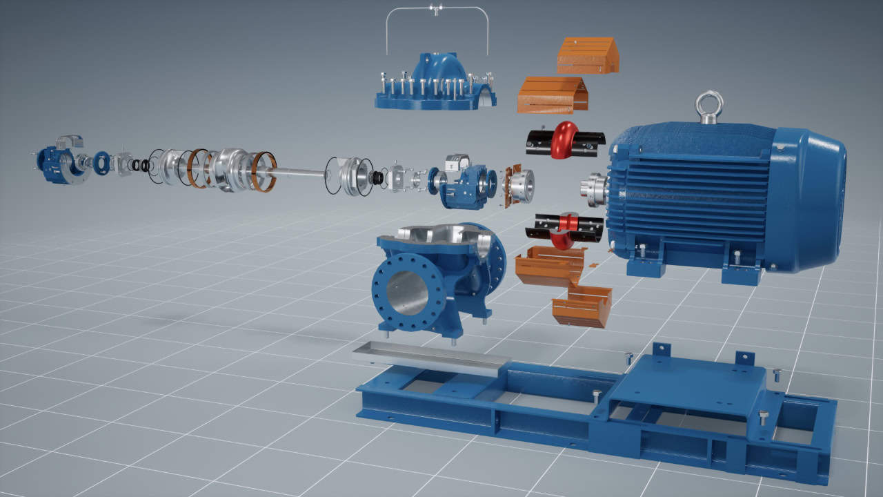 Machine Manufacturing 3D Animation - Exploded 3D view of an Advance Water Pump